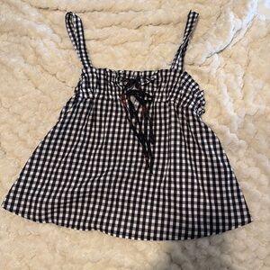 Black and White Gingham Sleeveless Top